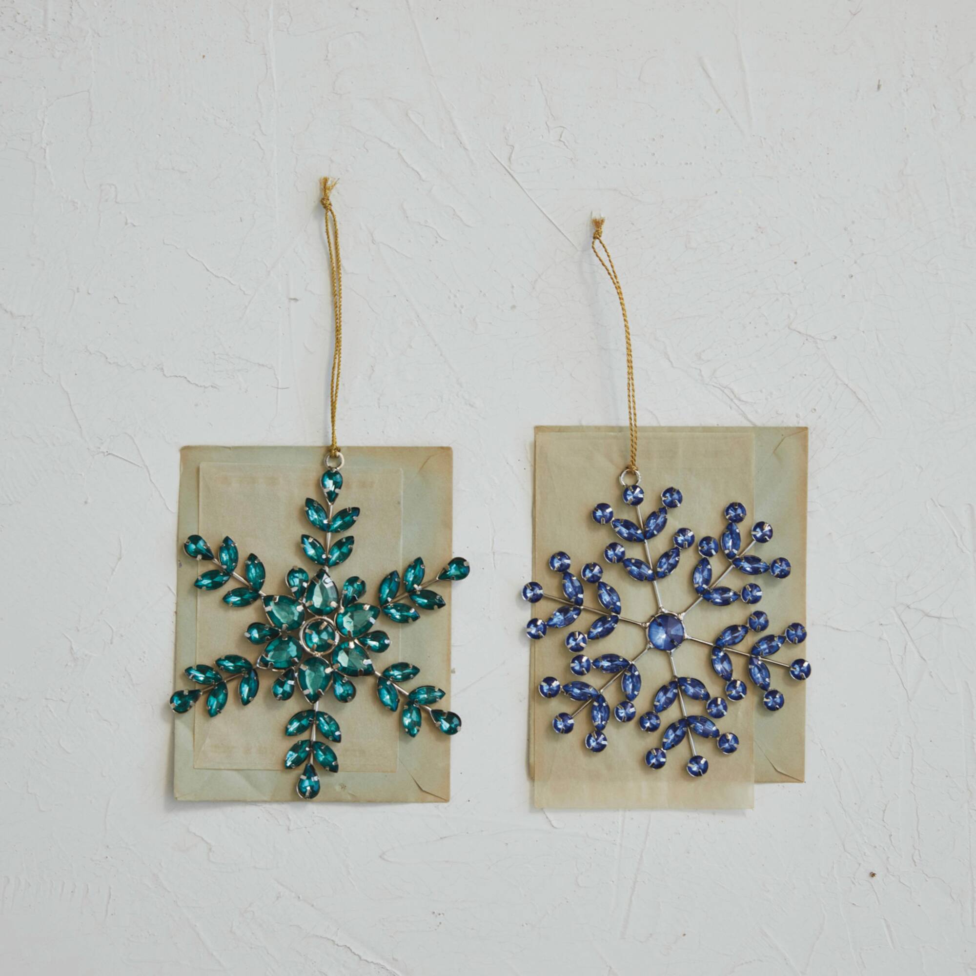 Hello Honey® 5.25" Blue Acrylic Jewel & Metal Snowflake Ornament Set